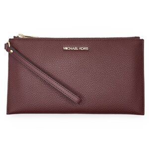Michael Kors Jet Set Travel Pebbled Leather Large Top Zip Wristlet